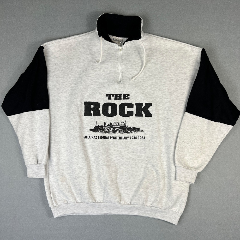 VTG Alcatraz Island Sweatshirt Mens XL The Rock‎ Prison 90s 1/4 Zip Pullover USA